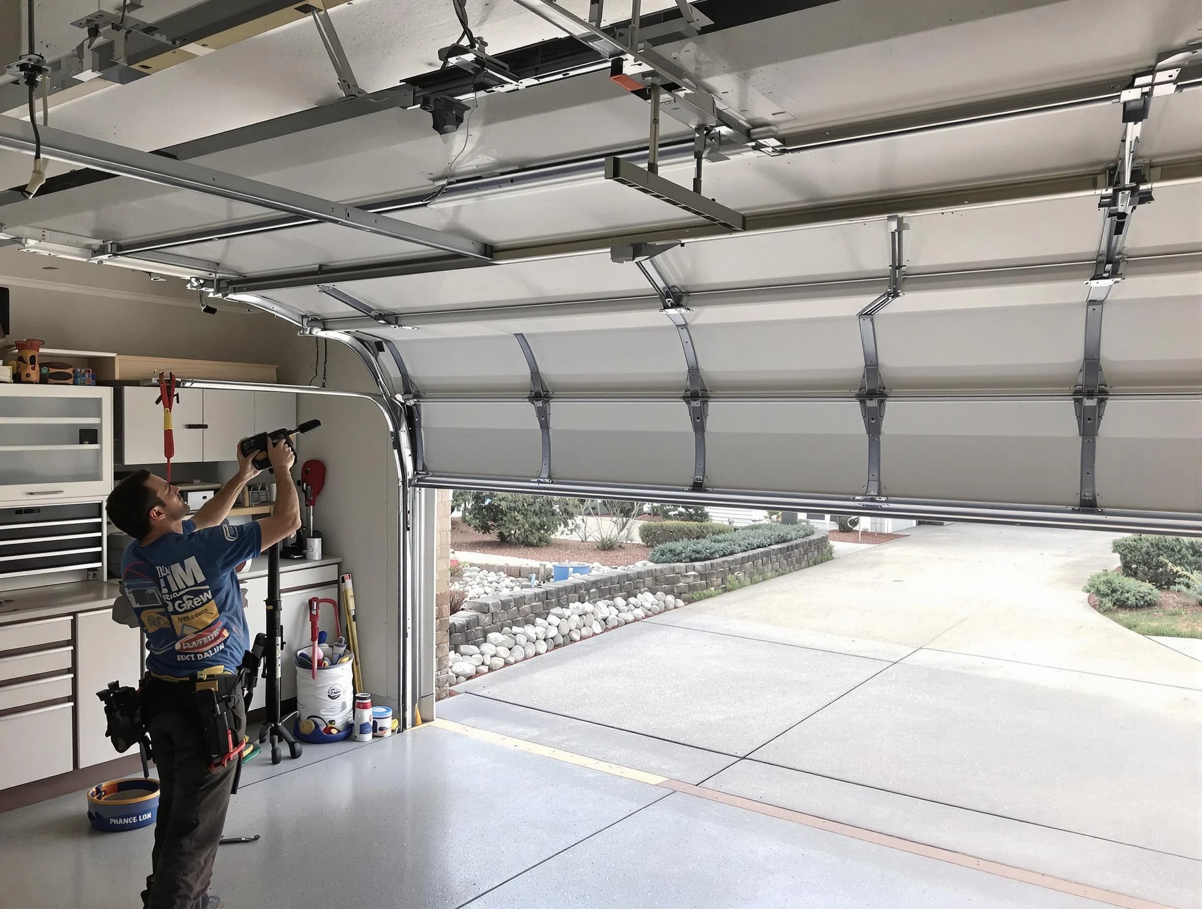 Garage door track repair service by Plain City Garage Door Repair in Plain City