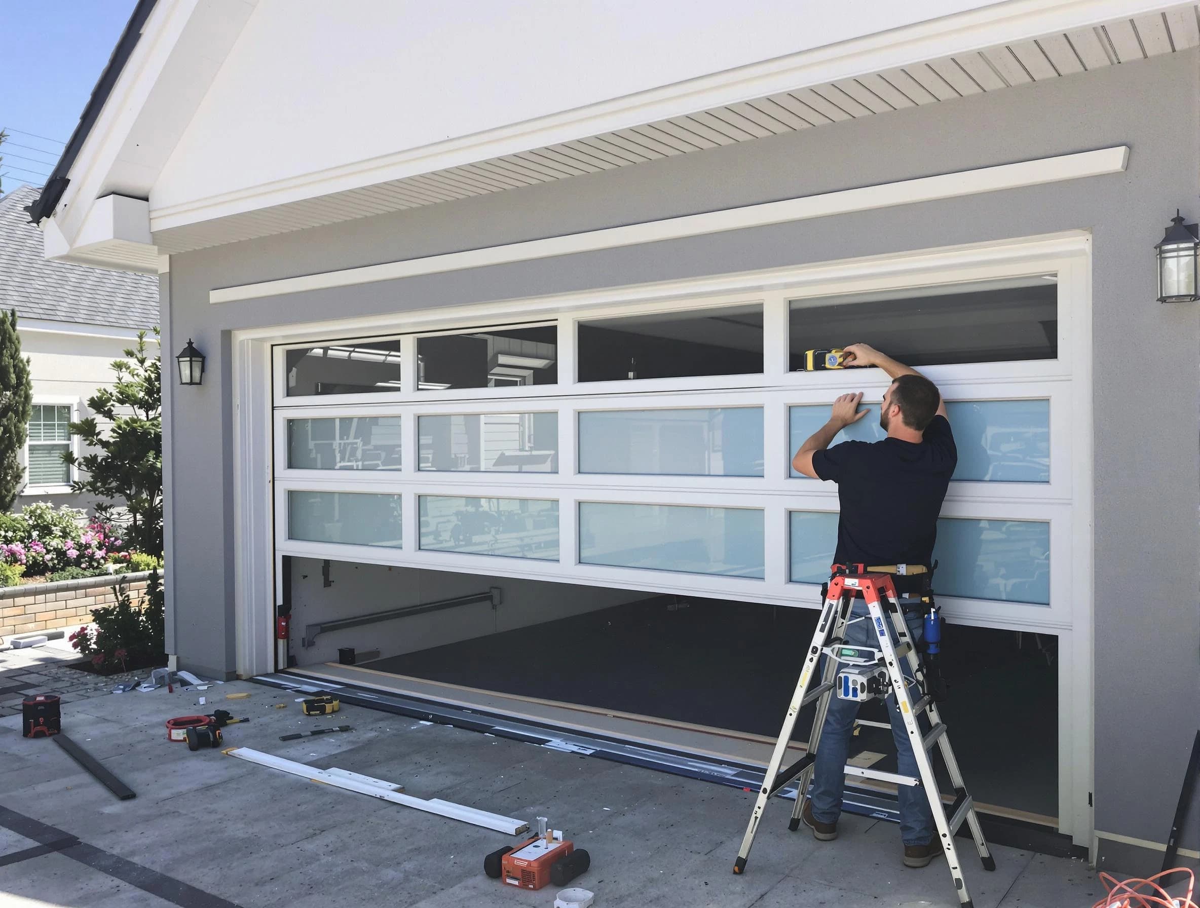 Plain City Garage Door Repair team performing garage door replacement in Plain City