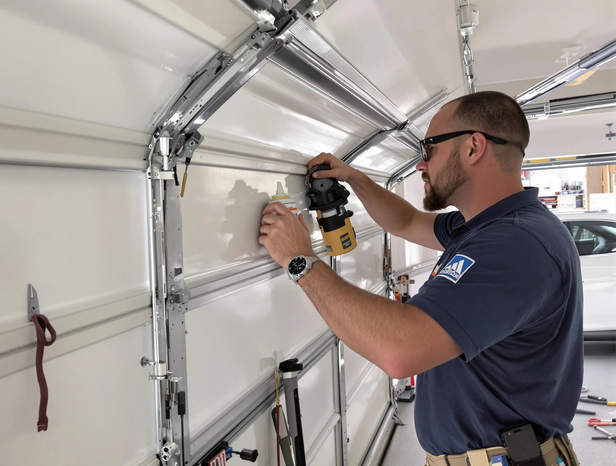 Plain City Garage Door Repair technician performing comprehensive noise reduction service in Plain City