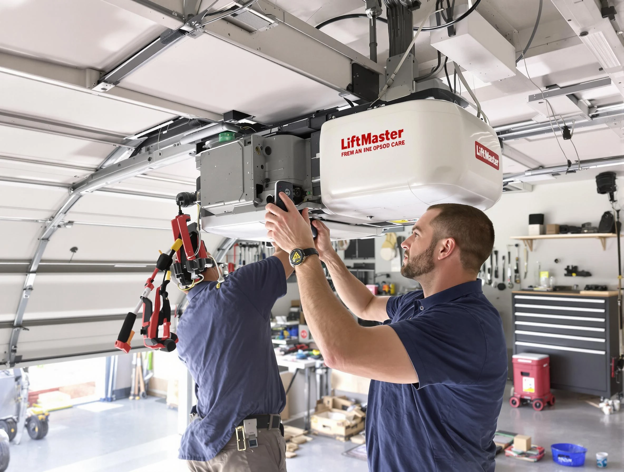 Plain City Garage Door Repair technician performing advanced diagnostics on garage opener in Plain City