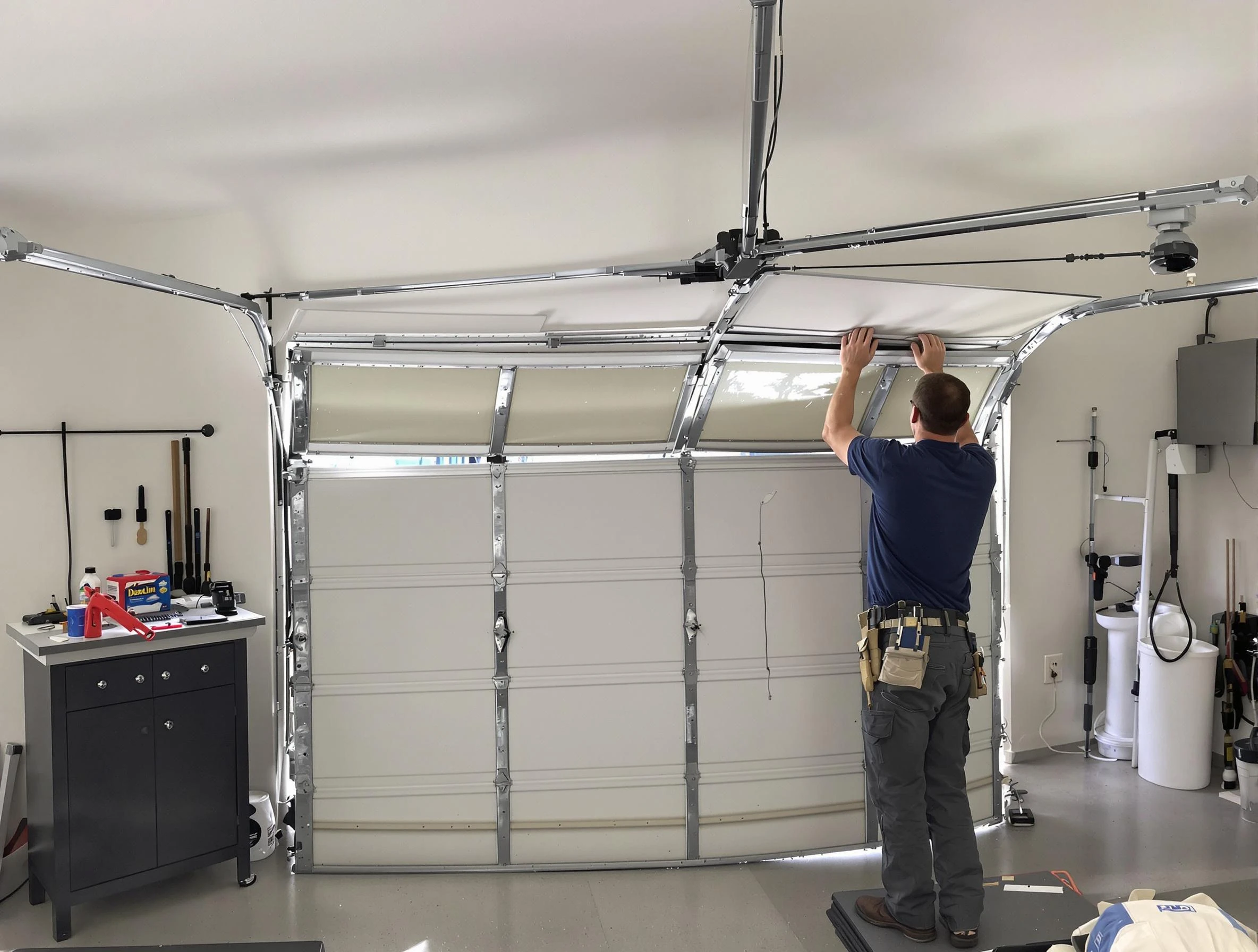 Plain City Garage Door Repair specialist performing precise section replacement on Plain City garage door